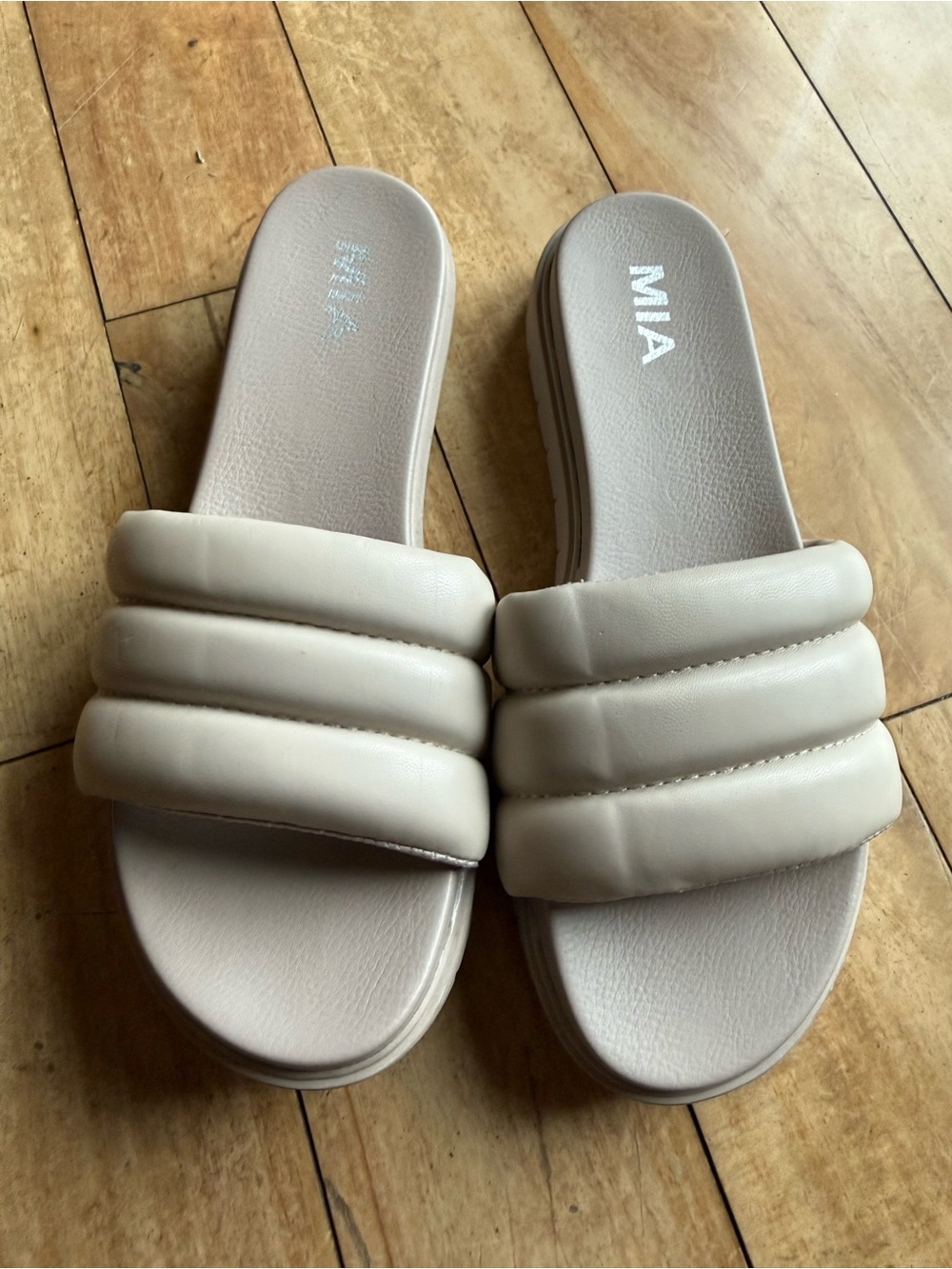 MIA Padded Slide Sandals in Cream